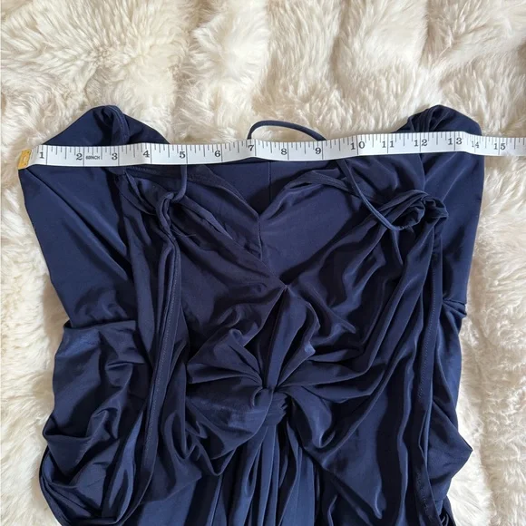 MISA Los Angeles | Domino Tie Front Midi Dress in Midnight - Picture 6 of 7